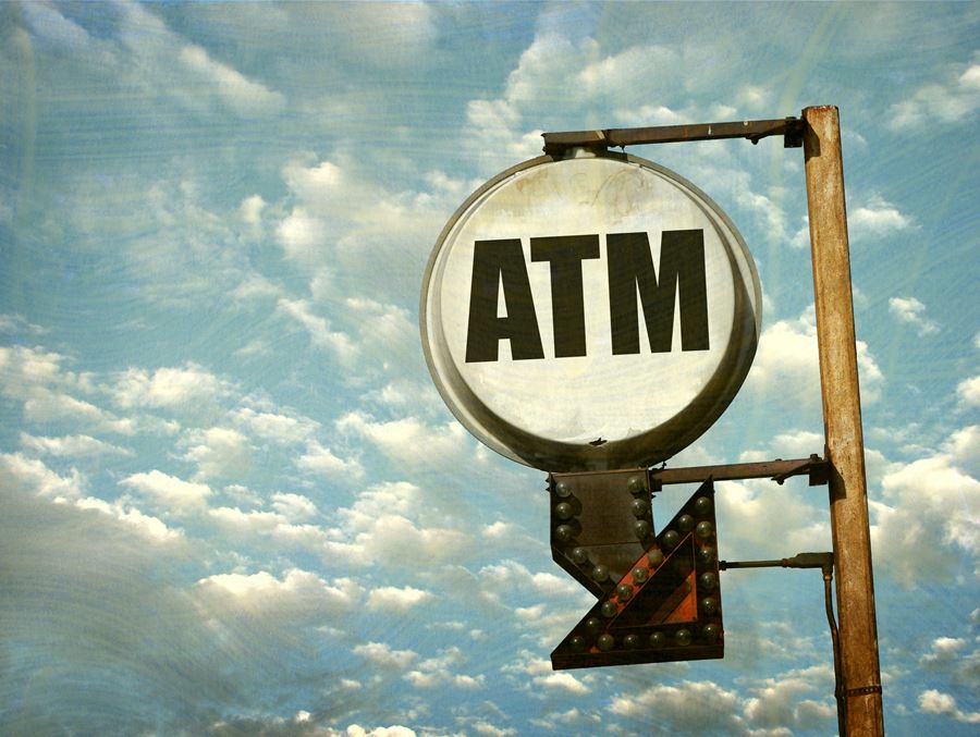 Rustic ATM sign